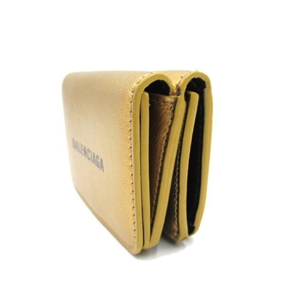 Balenciaga Leather Tri fold Gold CASH Wallet - Picture 3 of 8